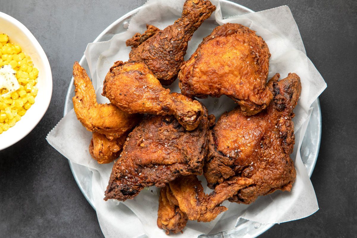 Overhead Shot Of Spicy Fried Chicken
