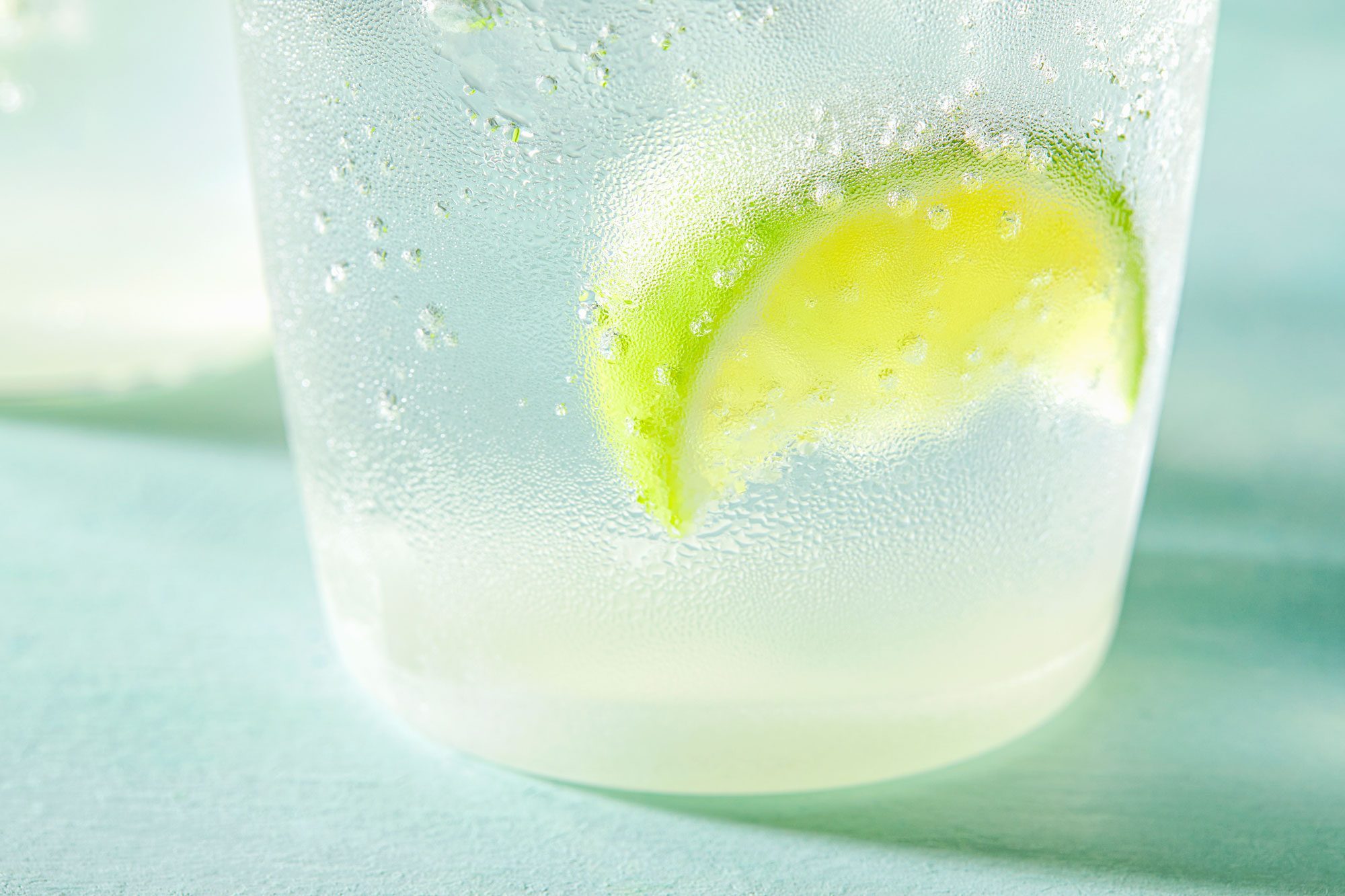 Virgin Mojito served in glass garnished with lime