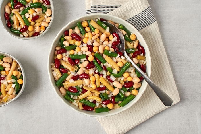 Five-bean salad by Taste of Home makes the ideal bring-along to a summer potluck, given its variety of beans and flavors.