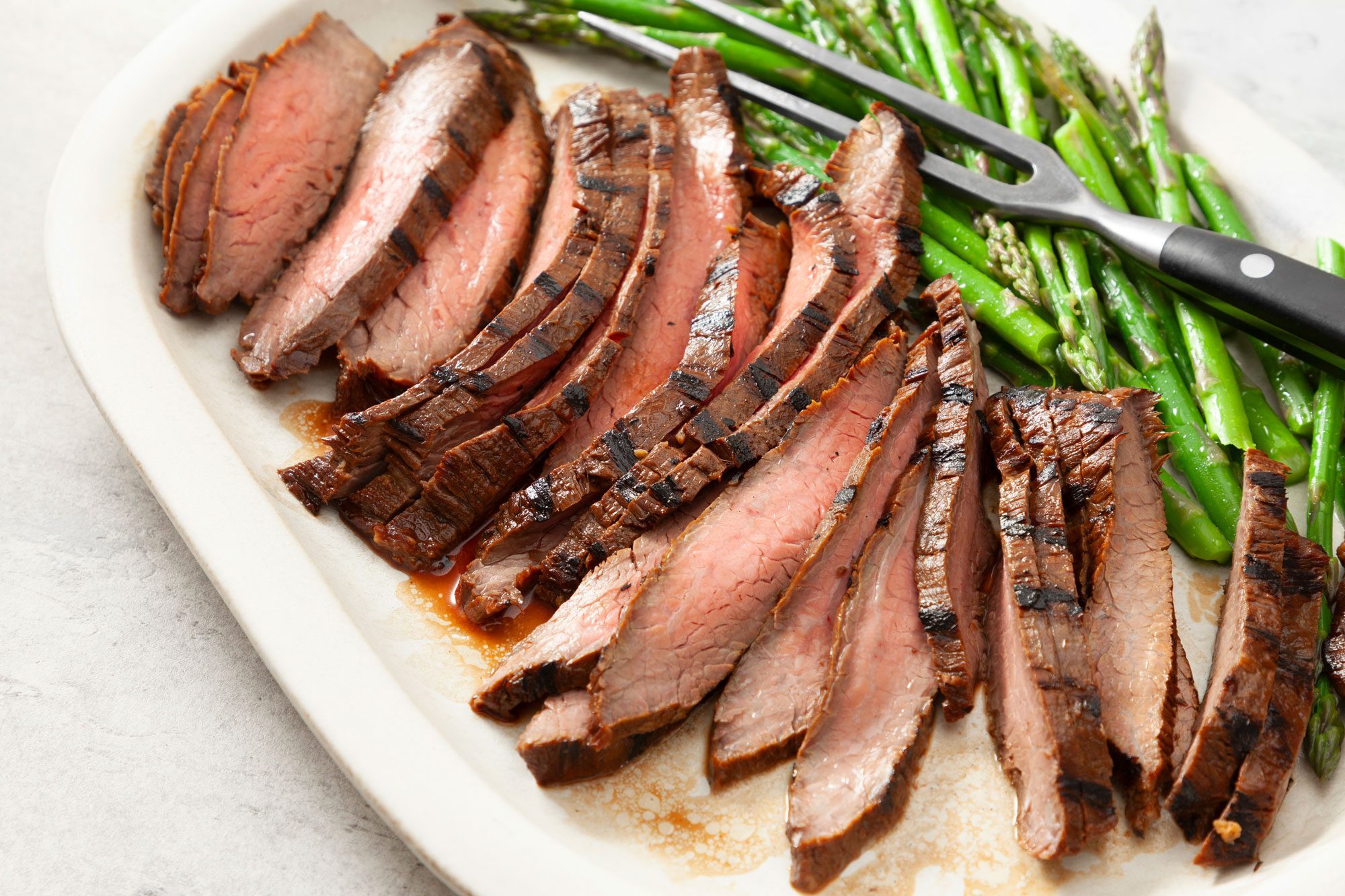 Grilled Flank Steak served with beans