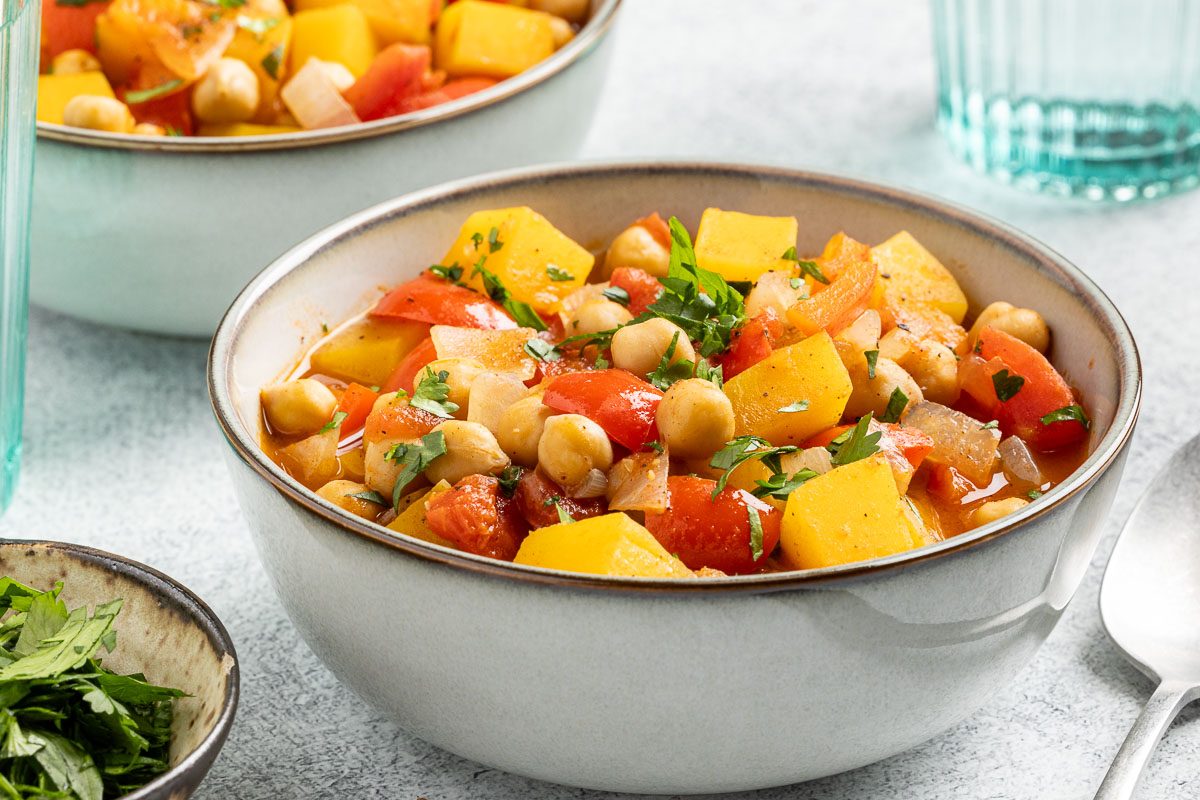 Taste of Home Moroccan Chickpea Stew recipe photo of the finished recipe served into bowls.