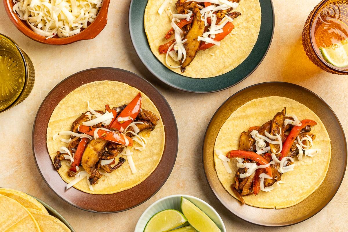 Taste of Home Mushroom Tacos recipe photo of the finished recipe served on plates.