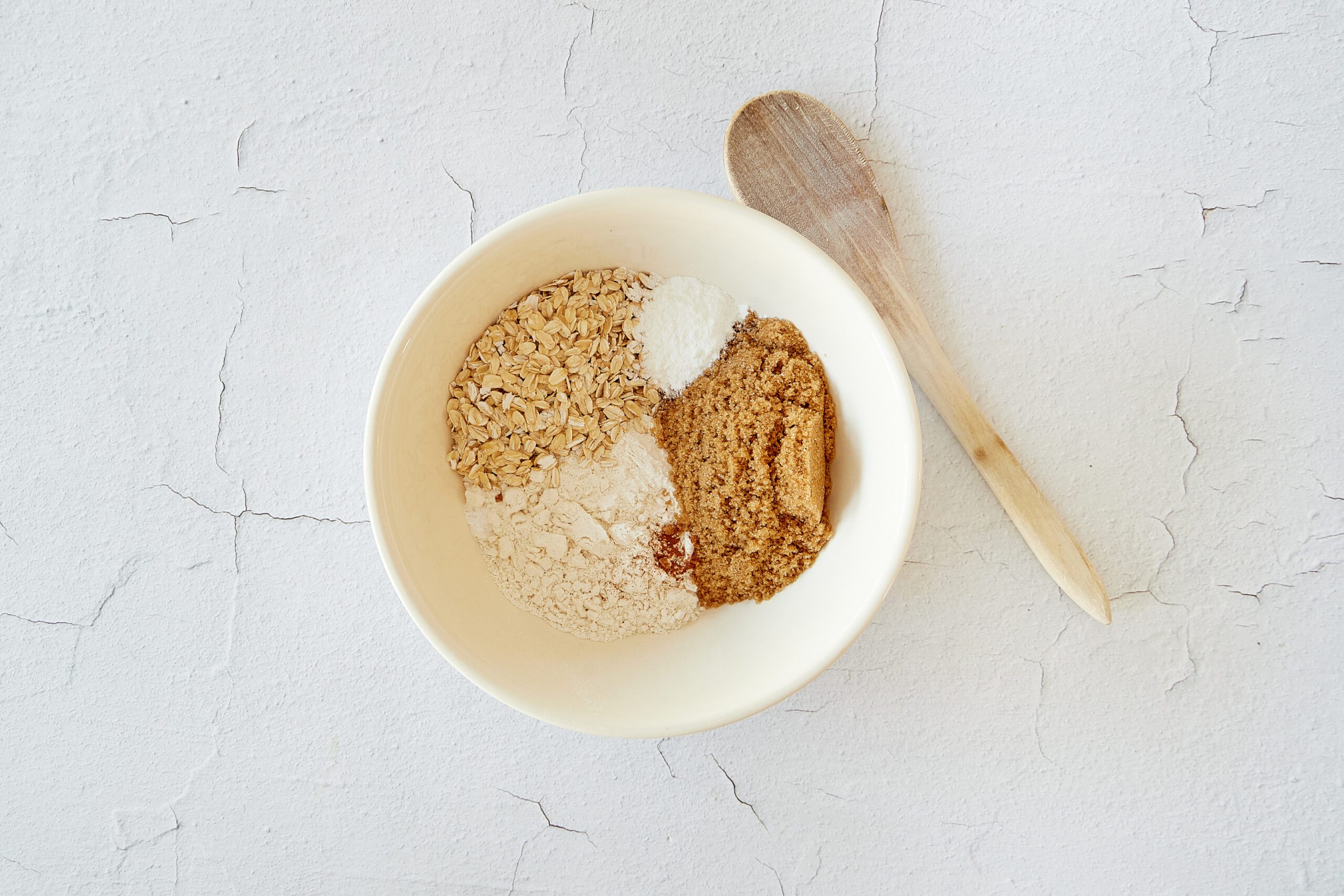 Mix the dry ingredients for peanut butter muffins