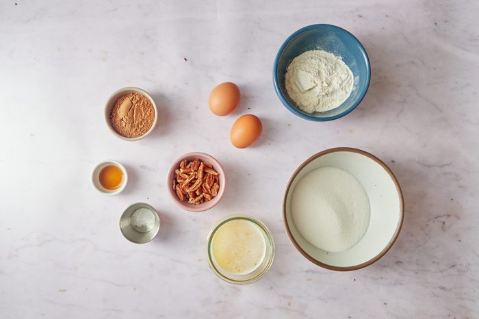 Ingredients for skillet brownies
