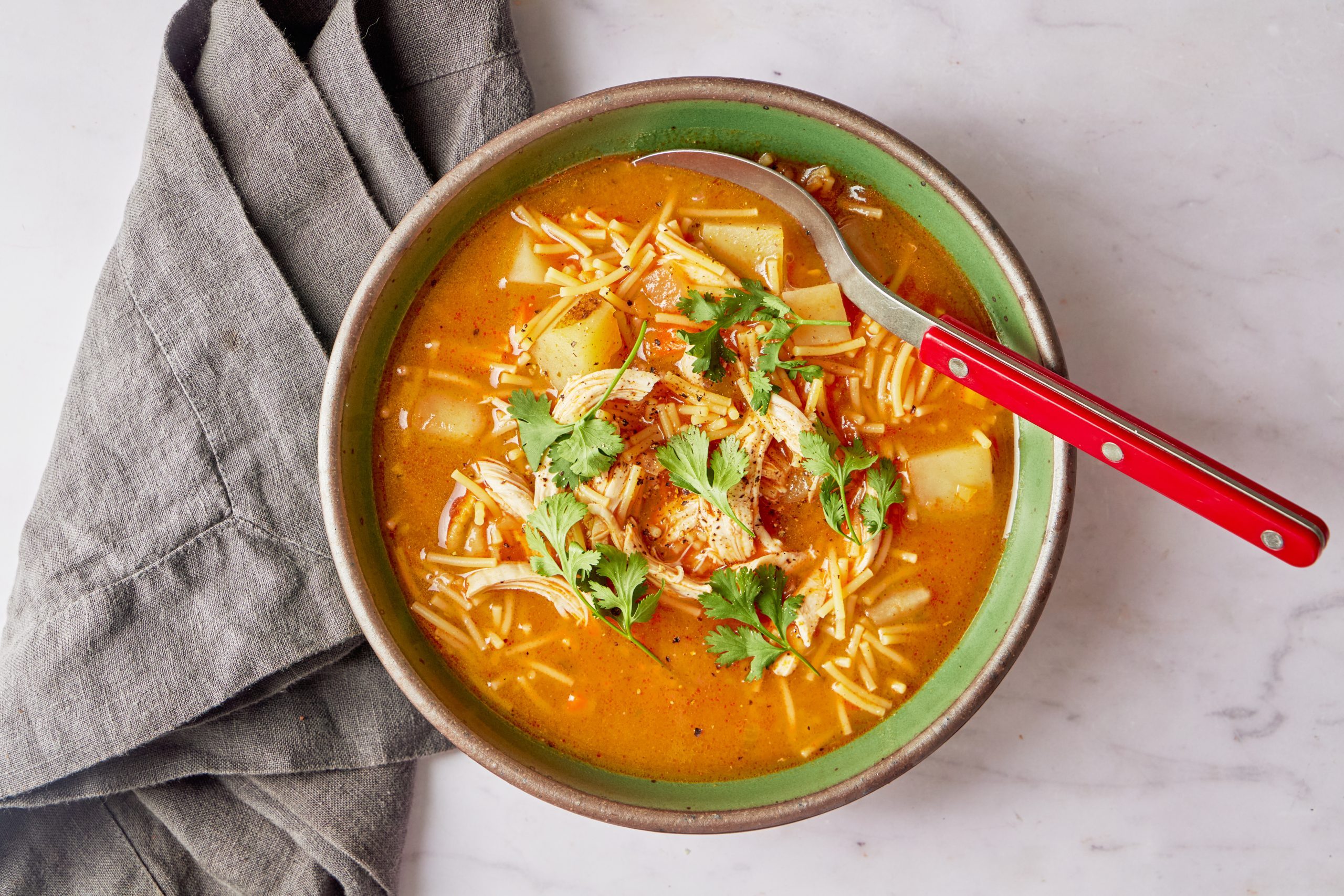 Spanish chicken soup is a delicious, nourishing dinner.