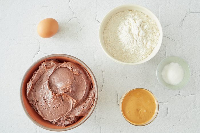 Ingredients for chocolate peanut butter cookies