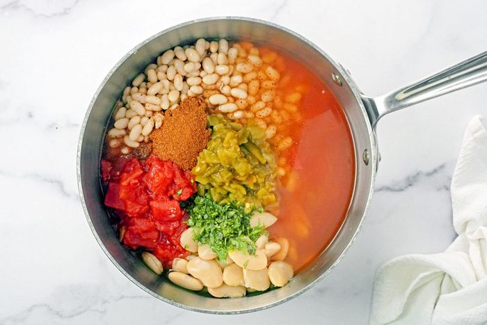 ingredients for Mexican Bean Soup in a pot