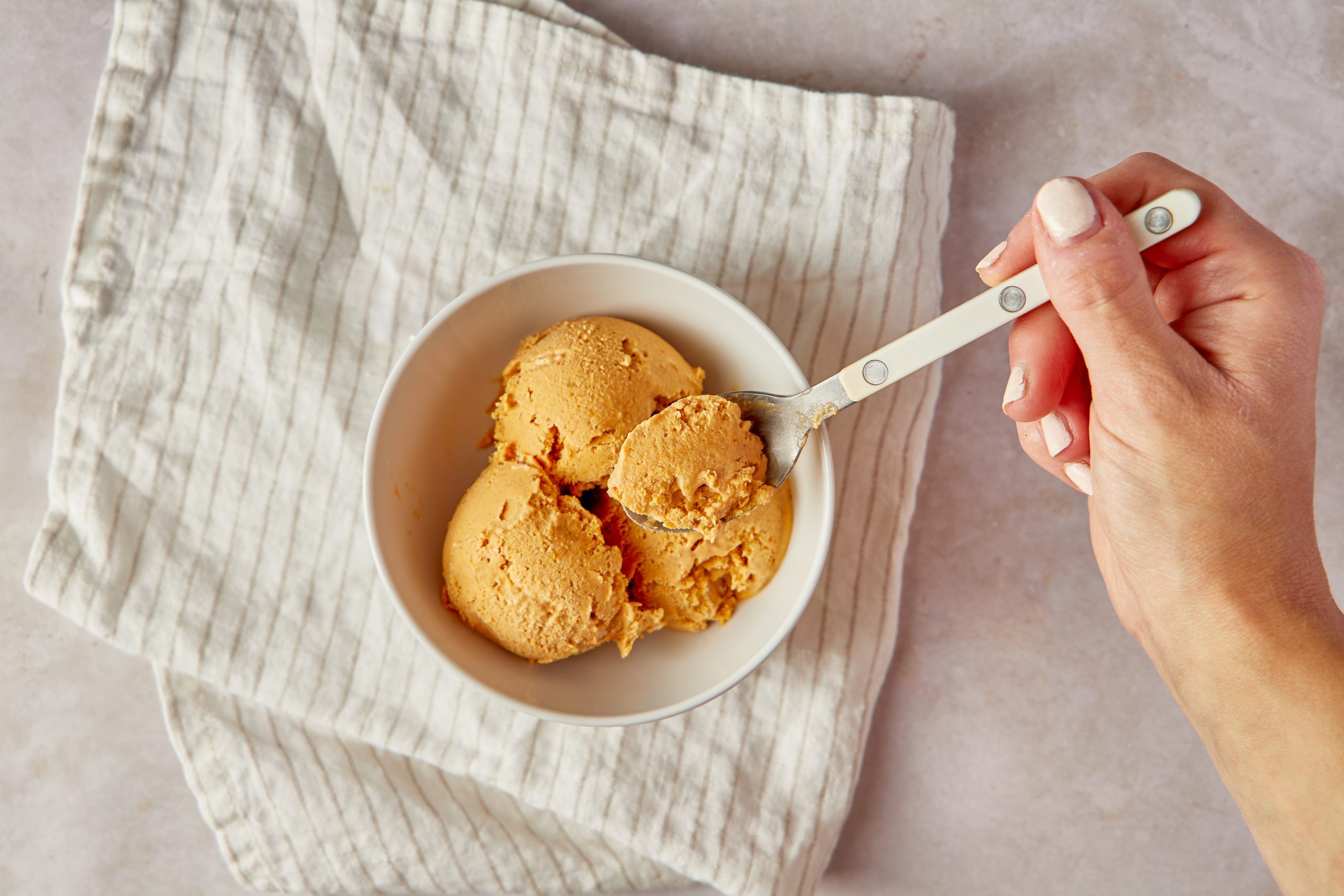 Pumpkin ice cream is a seasonal treat.
