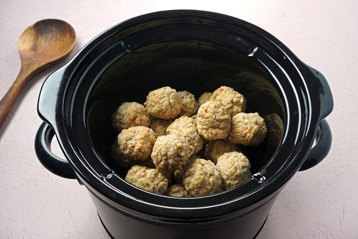 meatballs in a crock pot to make slow cooker sweet and sour meatballs for Taste of Home RMS 27421