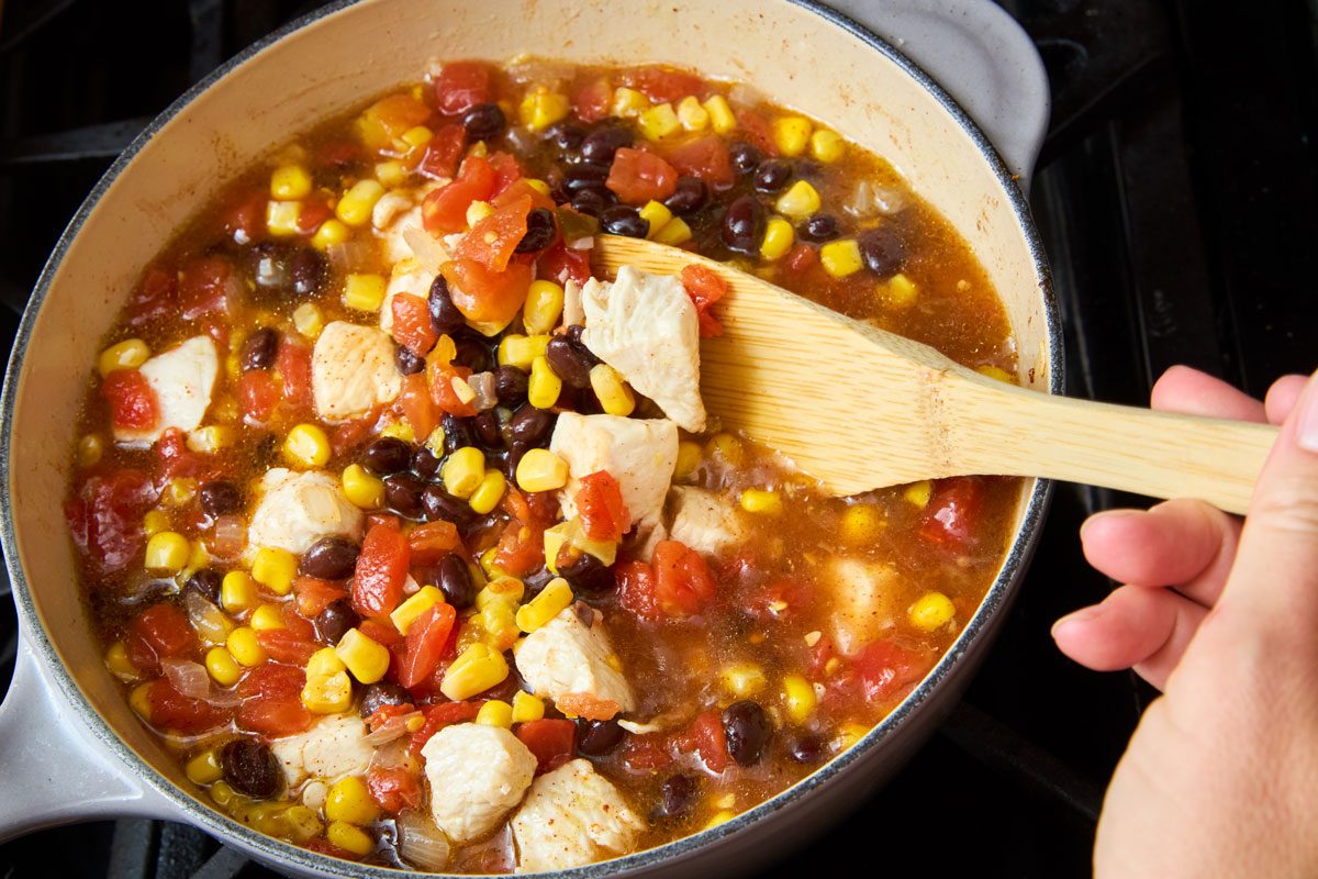 Close up of soup ingredients