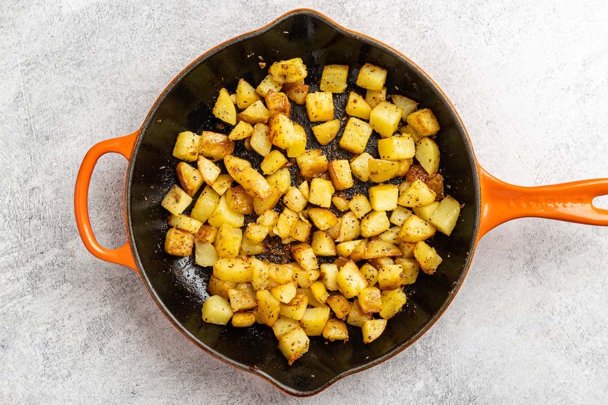 Taste of Home Steak and Potatoes recipe photo of the cooked potatoes.