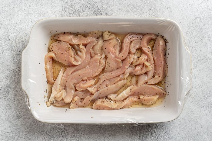 Taste Of Home Strawberry Chicken Salad Recipe Photo Of The Marinating Chicken.