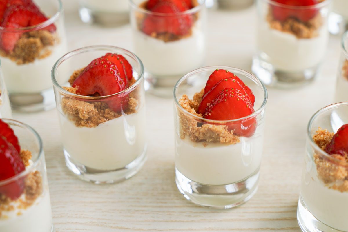 Cheesecake Mousse served in little glass jars