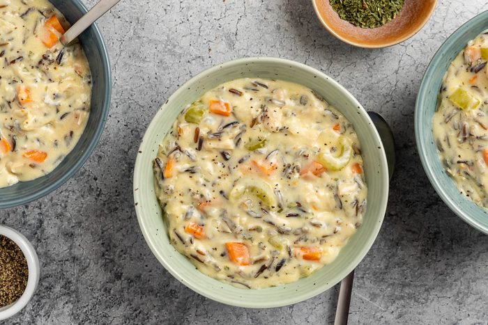 Taste of Home Turkey and Wild Rice recipe photo of the finished recipe served into bowls.