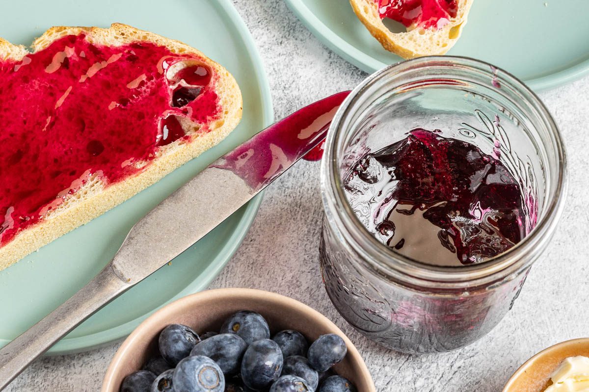 Taste of Home Blueberry Jelly Recipe photo of the finished blueberry jelly.