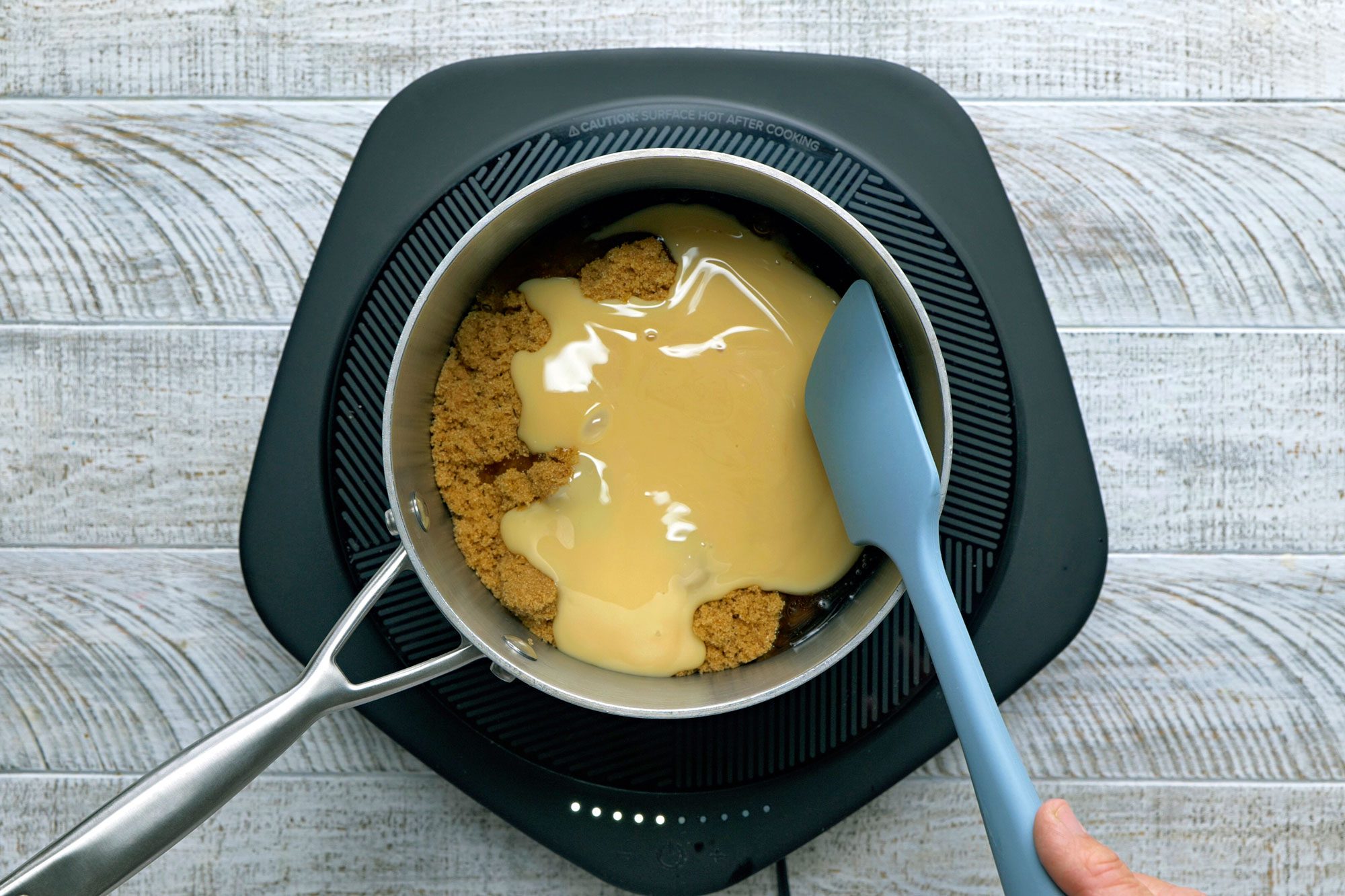 In a saucepan, combine butter, brown sugar, corn syrup and milk