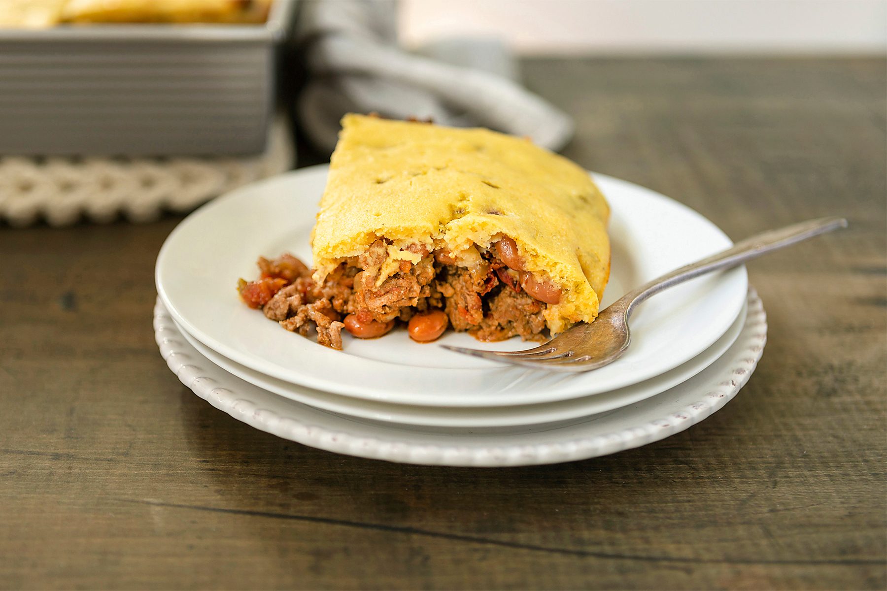 Casseroel is ready and served in a plate