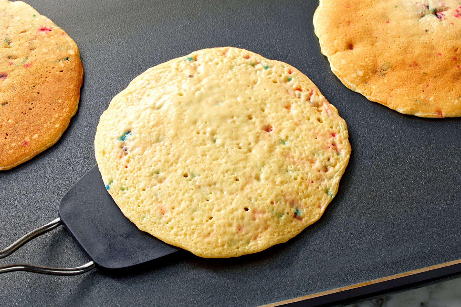 Batter cooked to make pancakes.