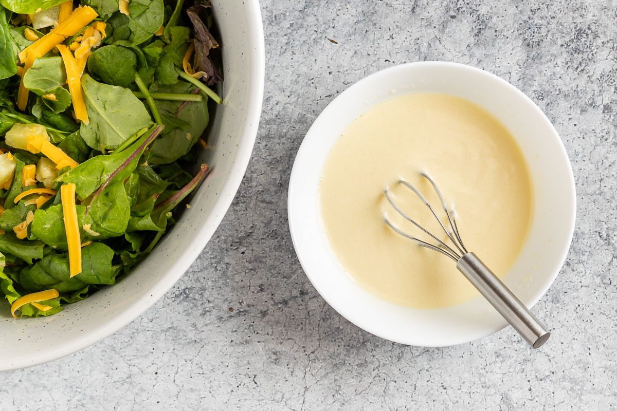 Taste of Home Hawaiian Salad recipe photo of the salad dressing.