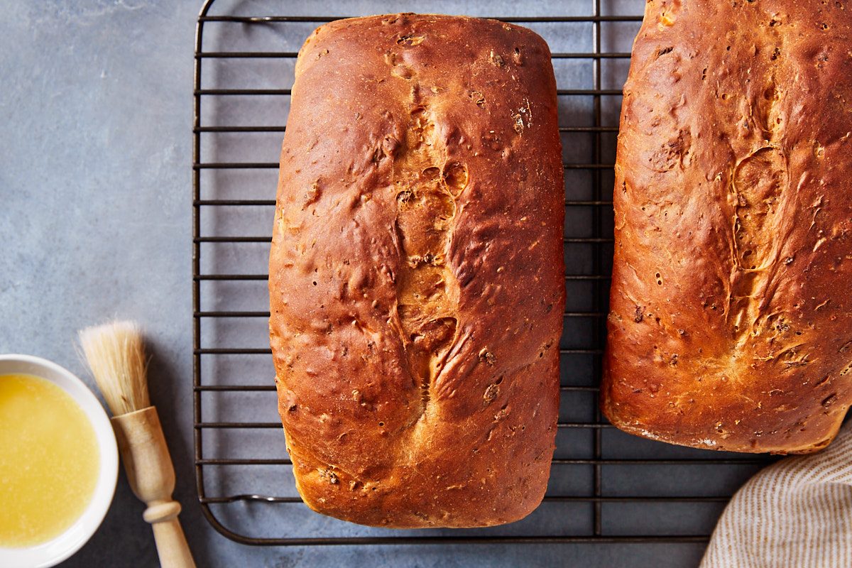 Honey Oat Bread Baked and cooling on wire rack