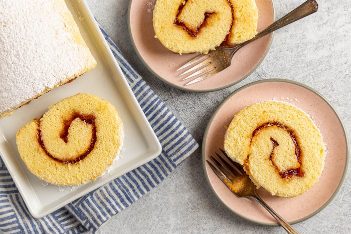 Taste of Home Jelly Roll recipe photo of the finished recipe cut into slices.