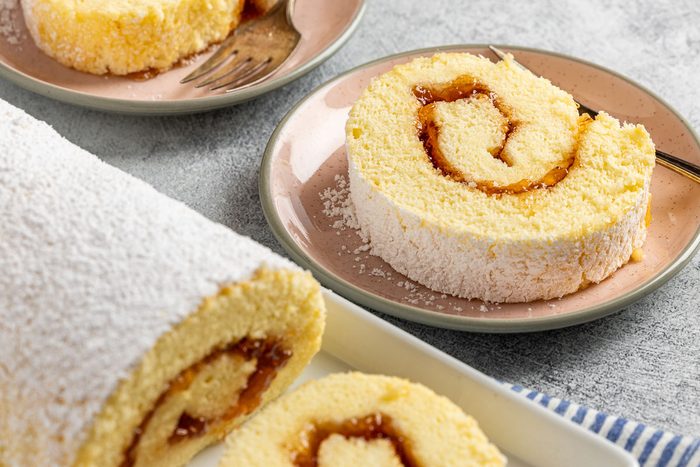 Taste of Home Jelly Roll recipe photo of the finished recipe cut into slices.