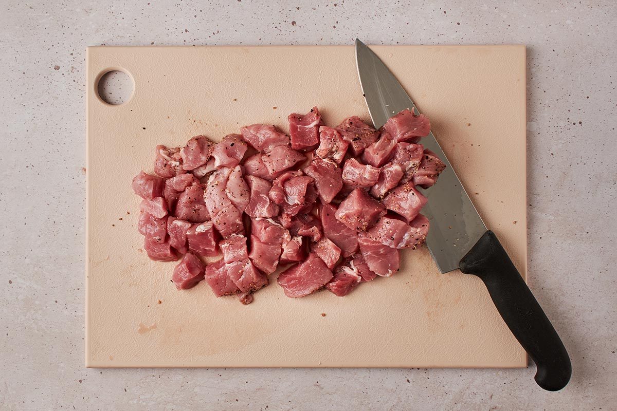 Cut pork into cubes