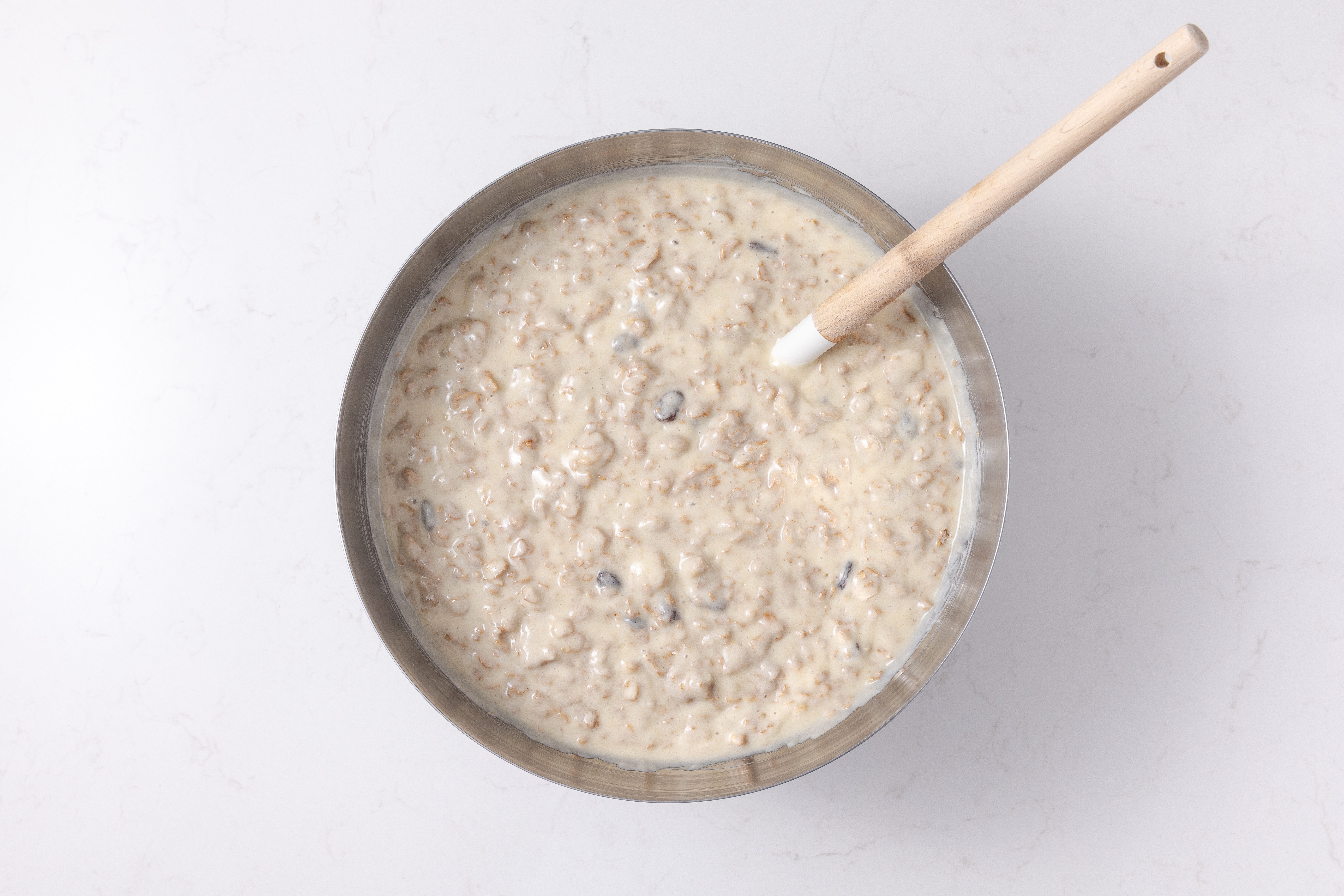 Muffins dough ready in mixing bowl.