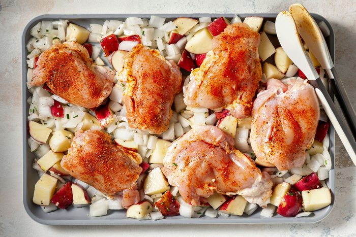 Arrange chicken over vegetables