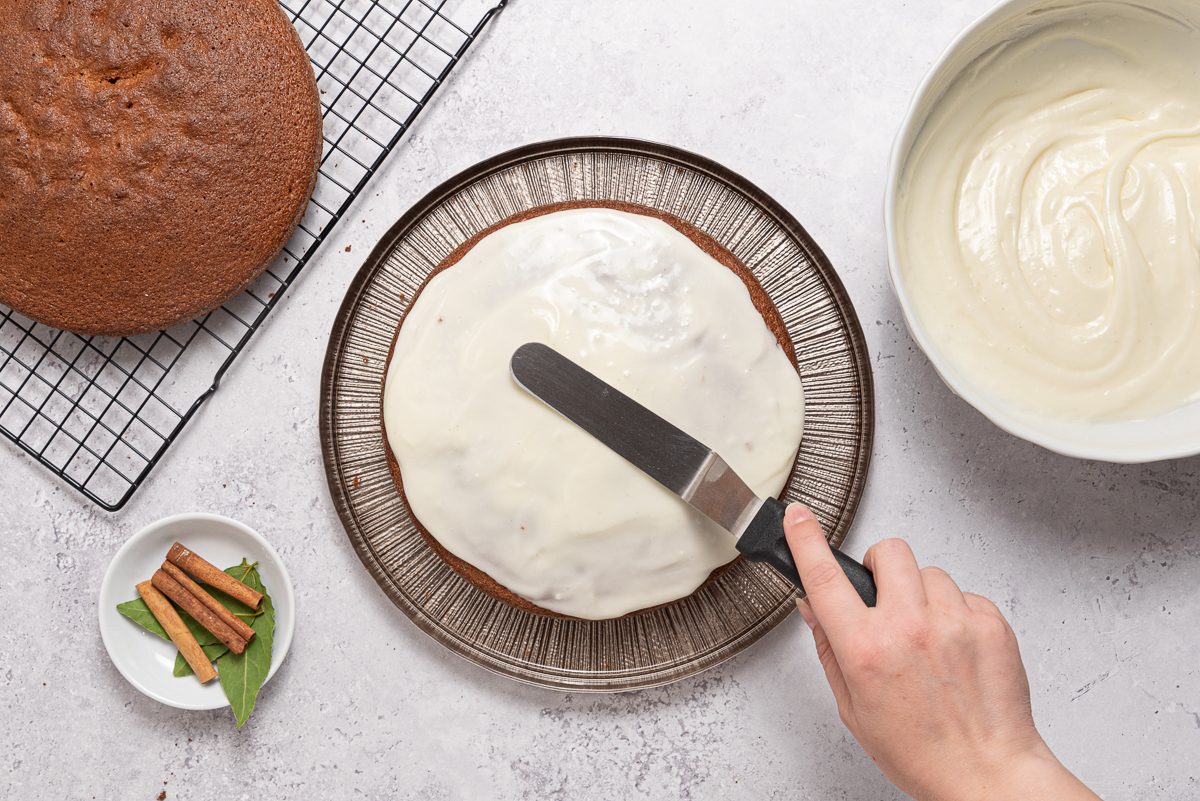 Cream Cheese Frosting Spread On Spice Cakes