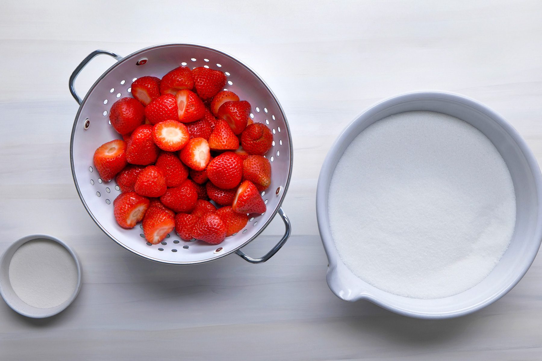 Overhead shot of all ingredients; wooden surface