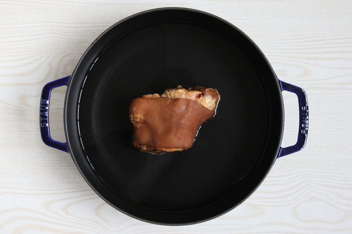 Simmering ham hock