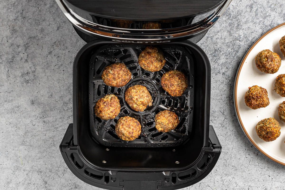Taste of Home Air Fryer Meatballs photo of the meatballs cooked in an air fryer.