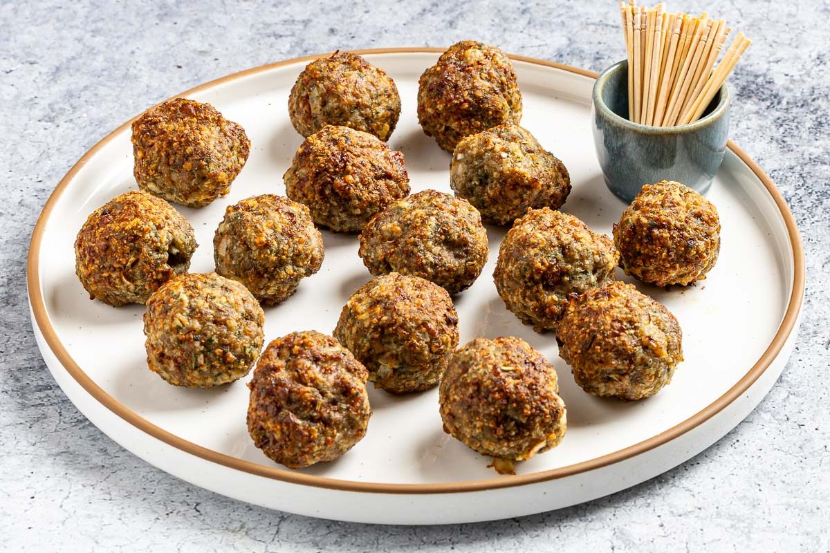 Taste of Home Air Fryer Meatballs photo of the finished recipe on a serving platter.