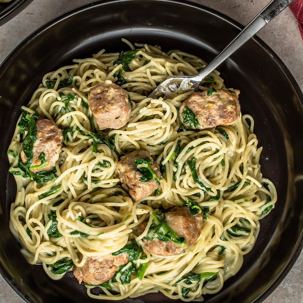 Pasta with Sausage and Spinach
