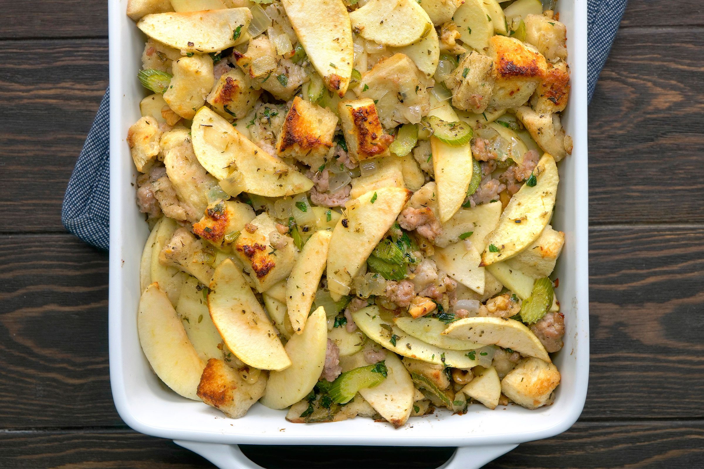 Fully cooked apple sausage stuffing