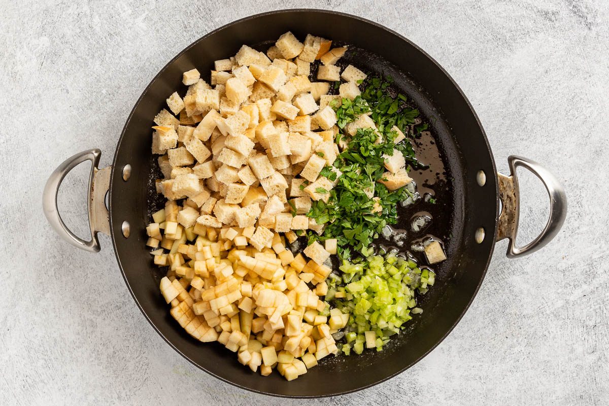 making stuffing in skillet