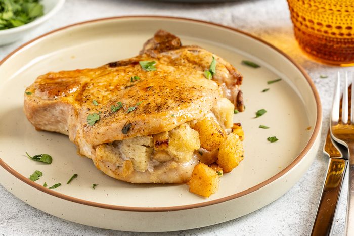 Apple Stuffed Pork Chop on a plate