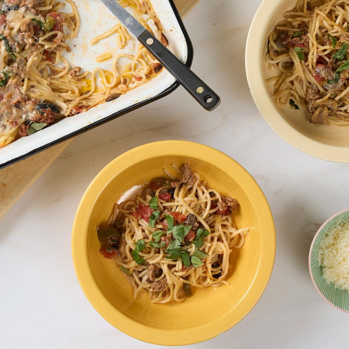 Baked Spaghetti with Cream of Mushroom Soup