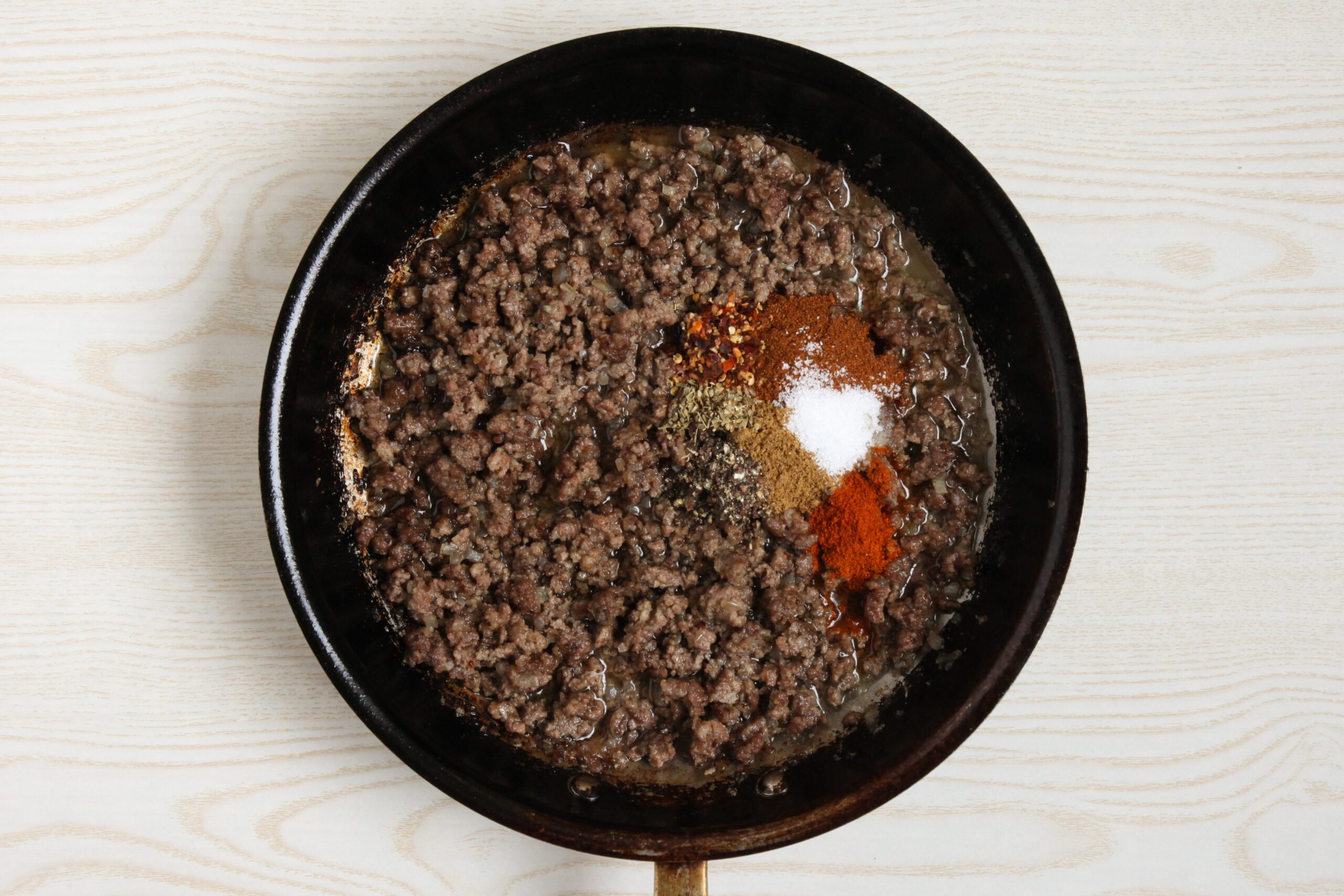 Adding taco spices to ground beef
