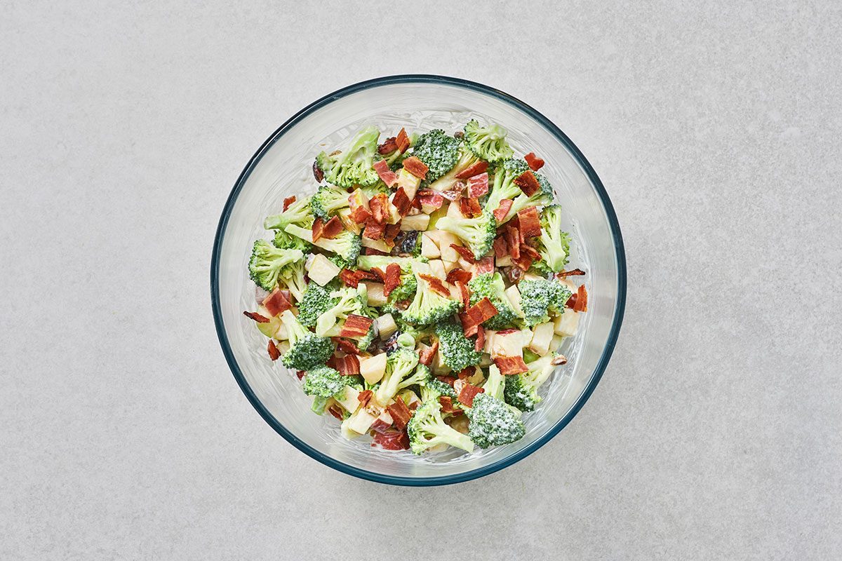 Bacon tossed into the salad before serving