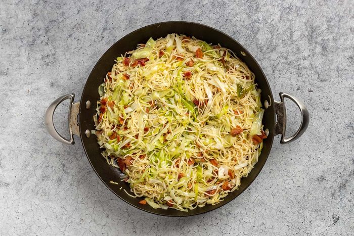 Cabbage Pasta in a skillet