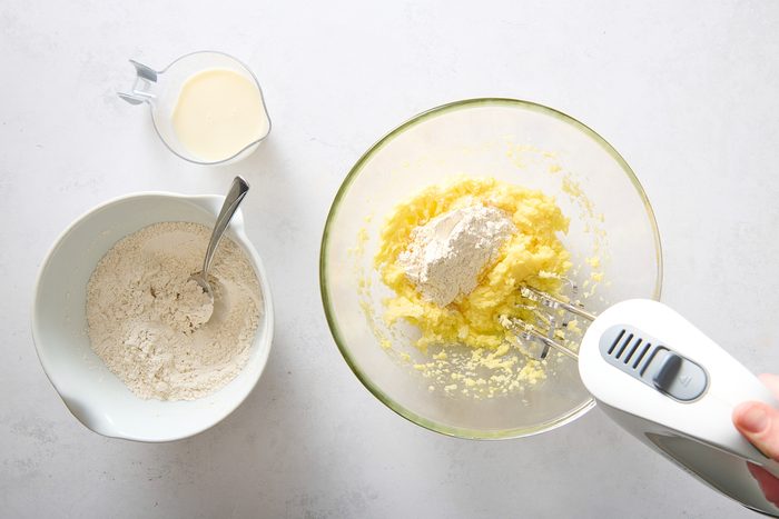 Adding the flour mixture and milk