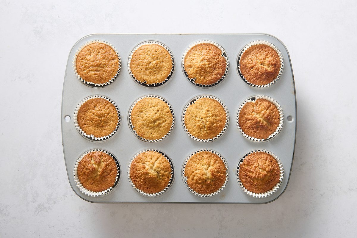 Baked cupcakes in a cupcake tin