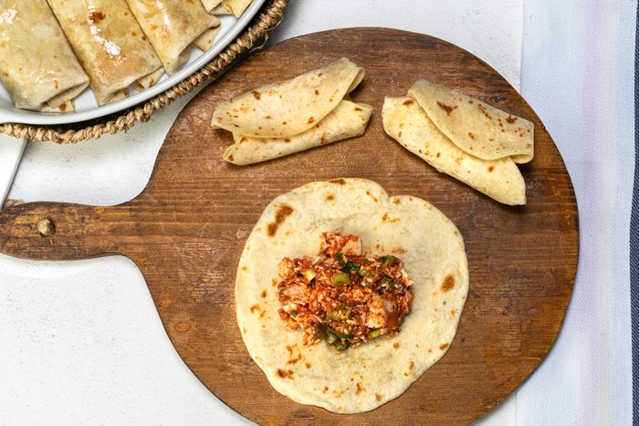 building the Chicken Chimichangas