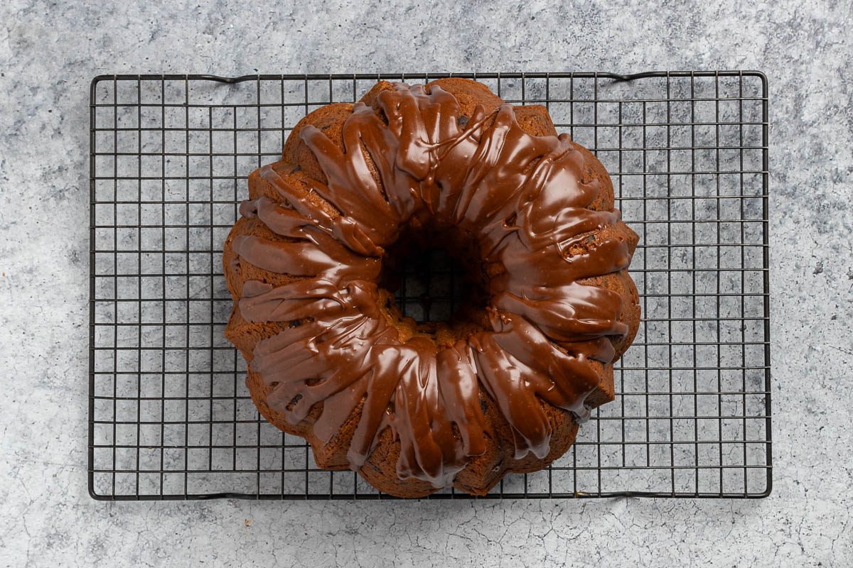 glaze added to the cool cake.