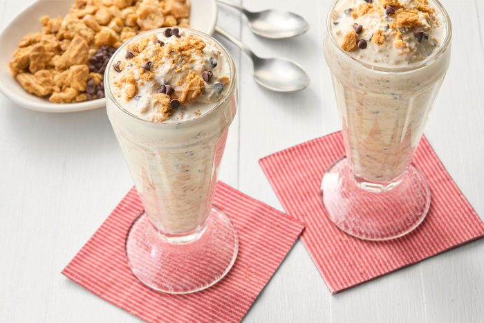 Copycat Mcdonald's Peanut Butter Crunch Mcflurry served in two tall sundae glasses