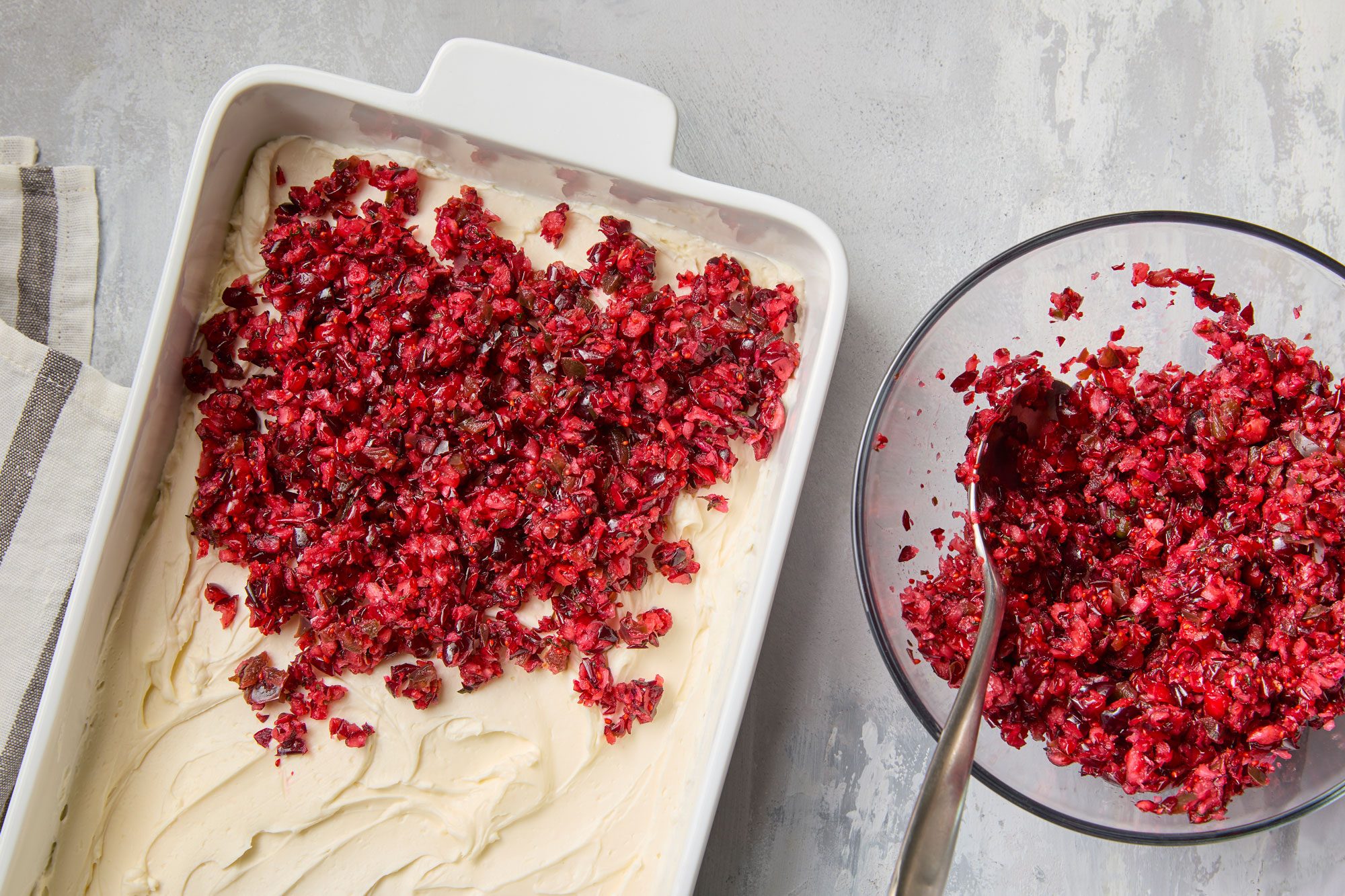Spoon cranberry mixture on top of cream cheese.