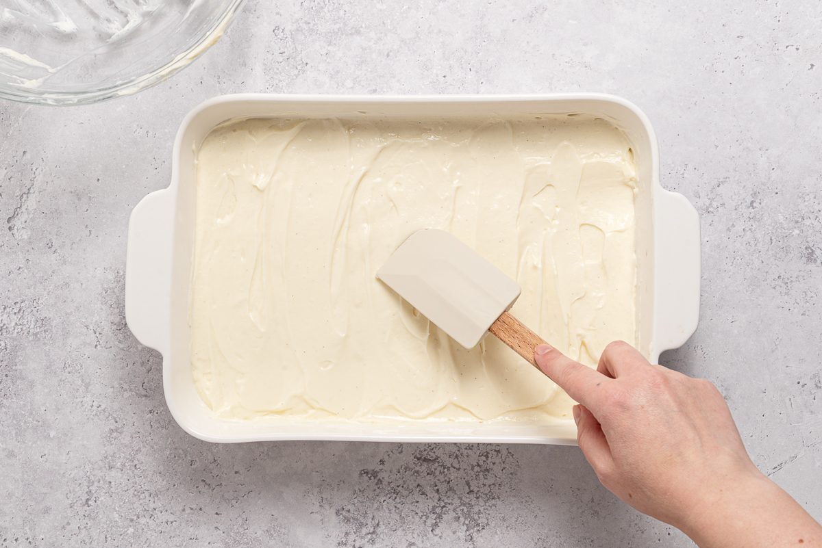 Cheesecake Filling Inside Baking Dish