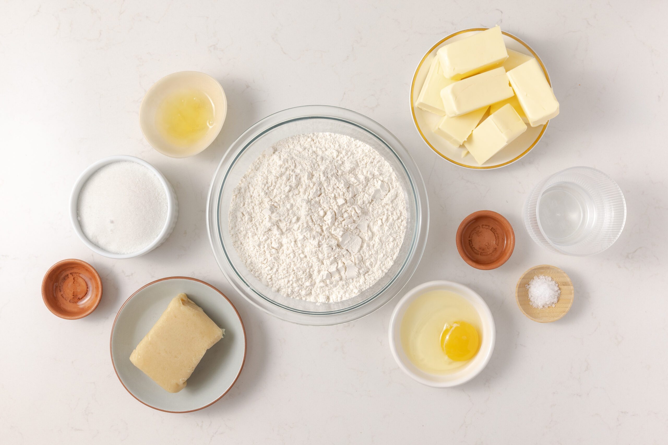 Ingredients for dutch letters on kitchen counter.